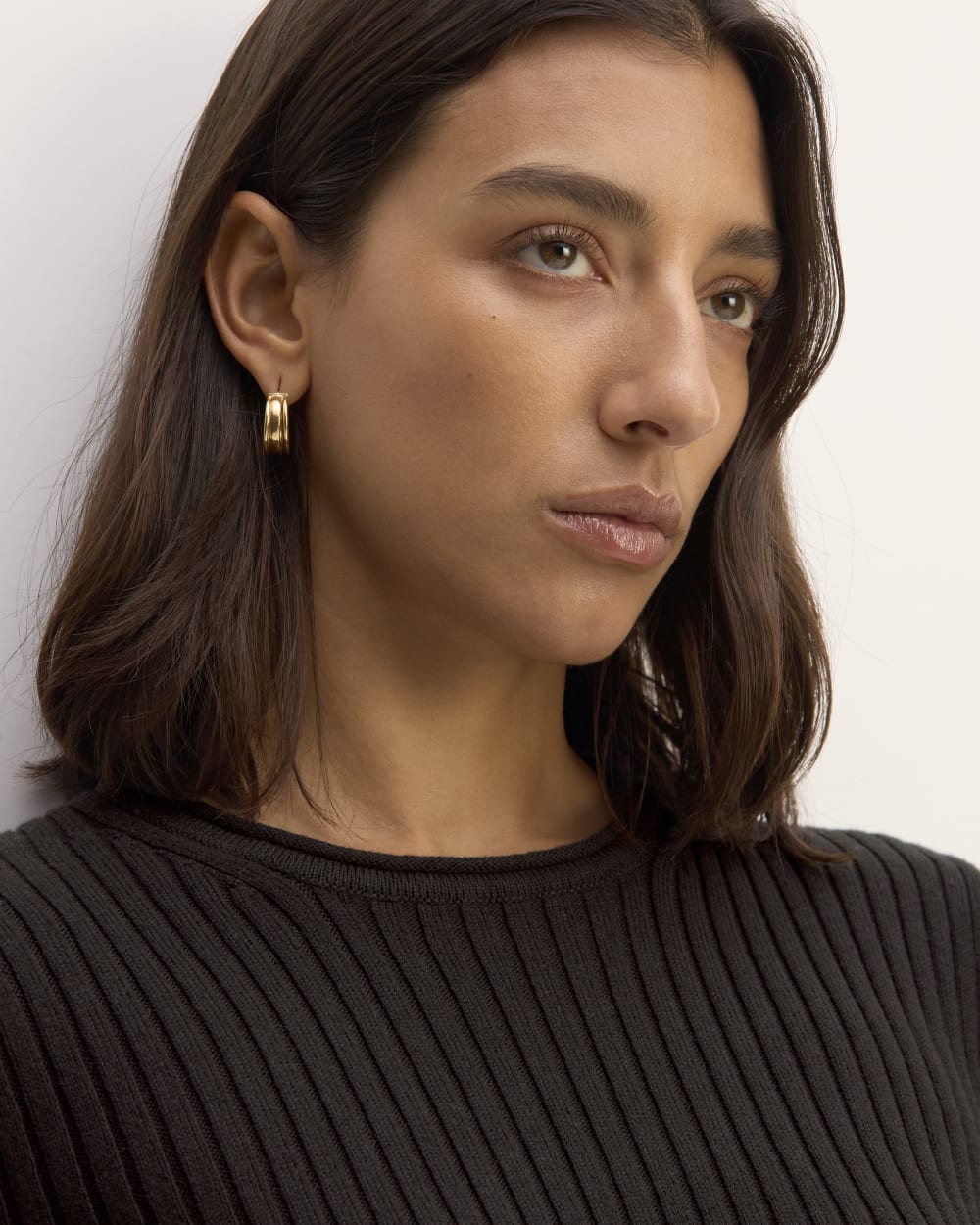 The Cotton Rib Crew in Black — detail view
