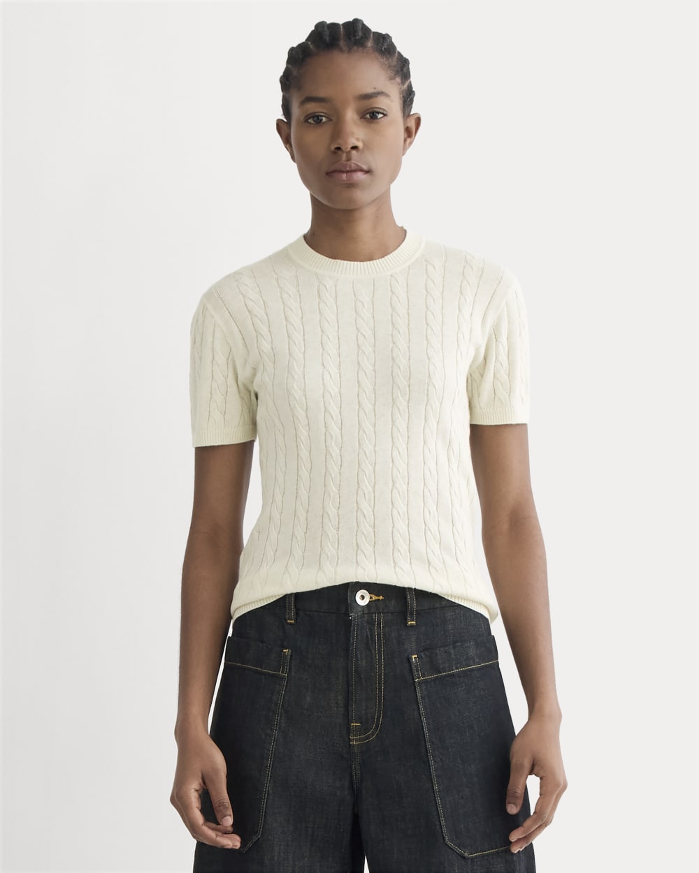 The Cable Crew in Cotton Cashmere in Birch — front view