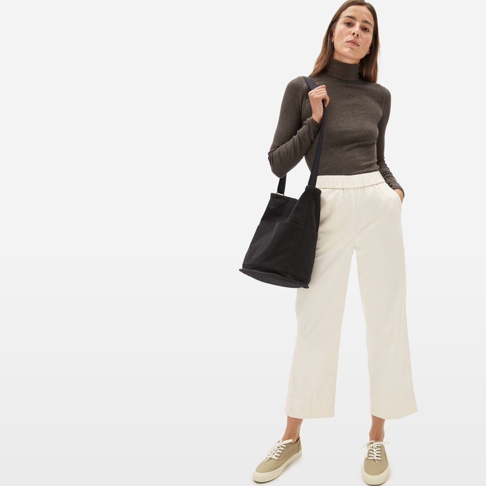 The Luxe Micro-Rib Turtleneck in Heathered Fatigue — detail view