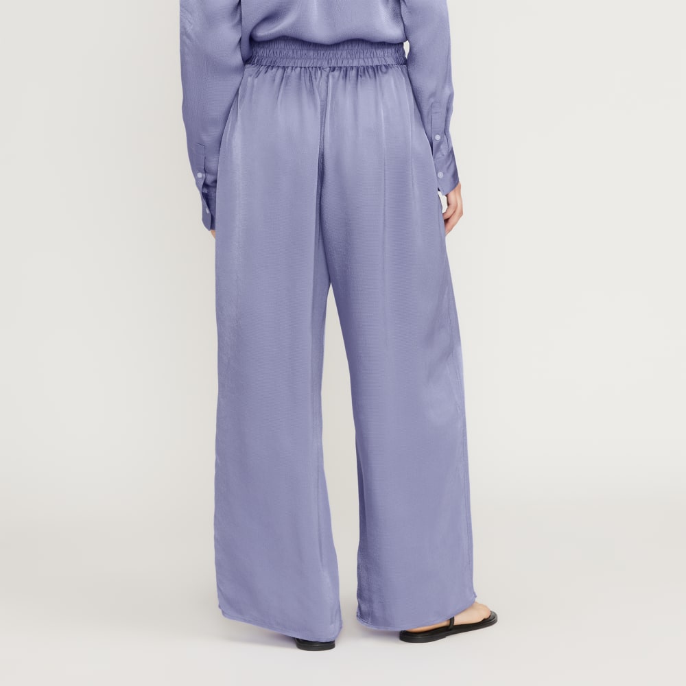 The Satin Pull-On Pant in Cornflower Blue — detail view