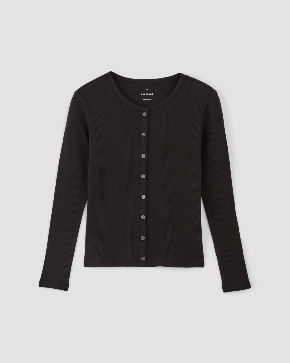The Vintage Rib Cardigan in Black — alternate view