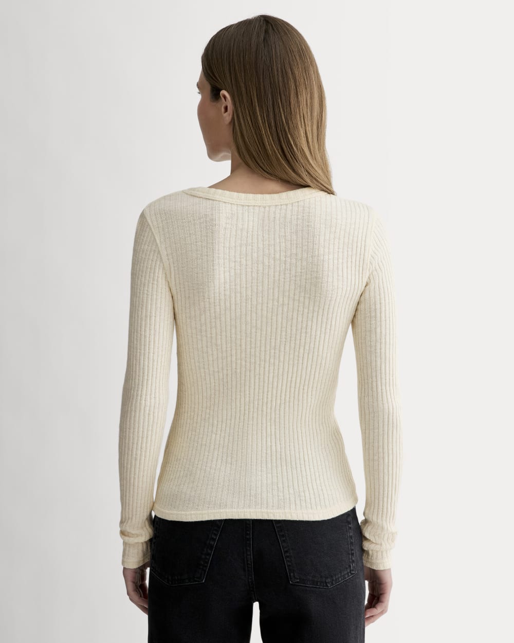 The Cozy Rib Long-Sleeve Tee in Bone — detail view