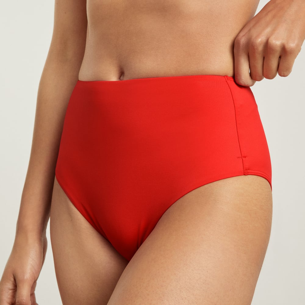 The High-Rise Hipster Bottom in Bright Red — detail view