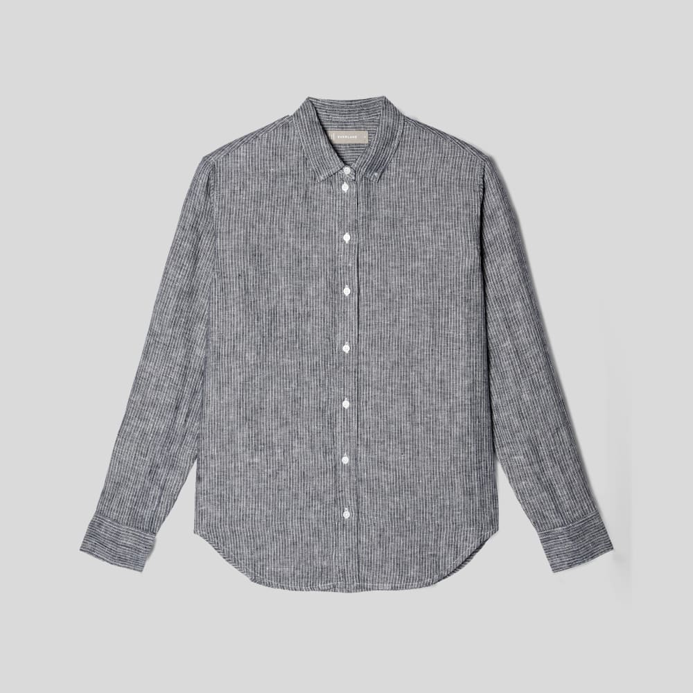 The Must-Have Shirt in Linen in Canvas Tan / Navy — alternate view