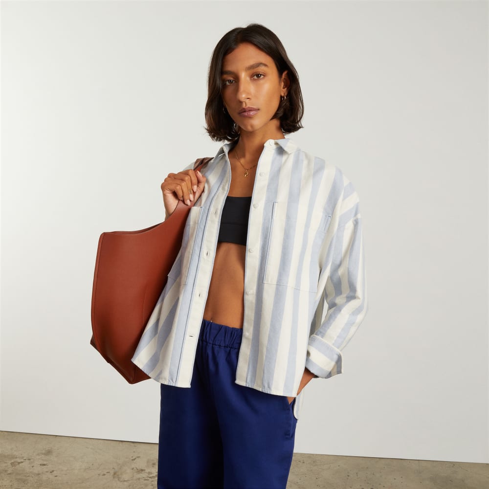 The Boxy Oxford in Blue / White — alternate view