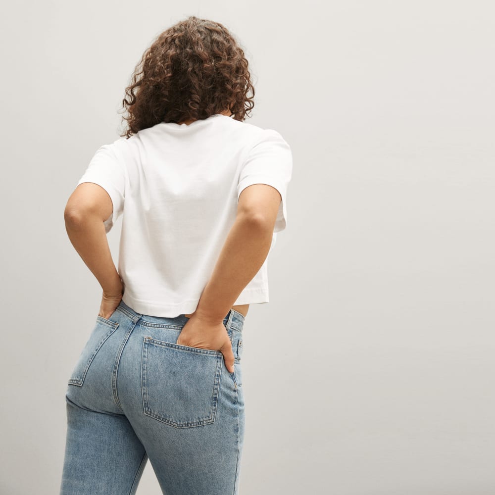 The Organic Cotton Cropped Tee in White — detail view