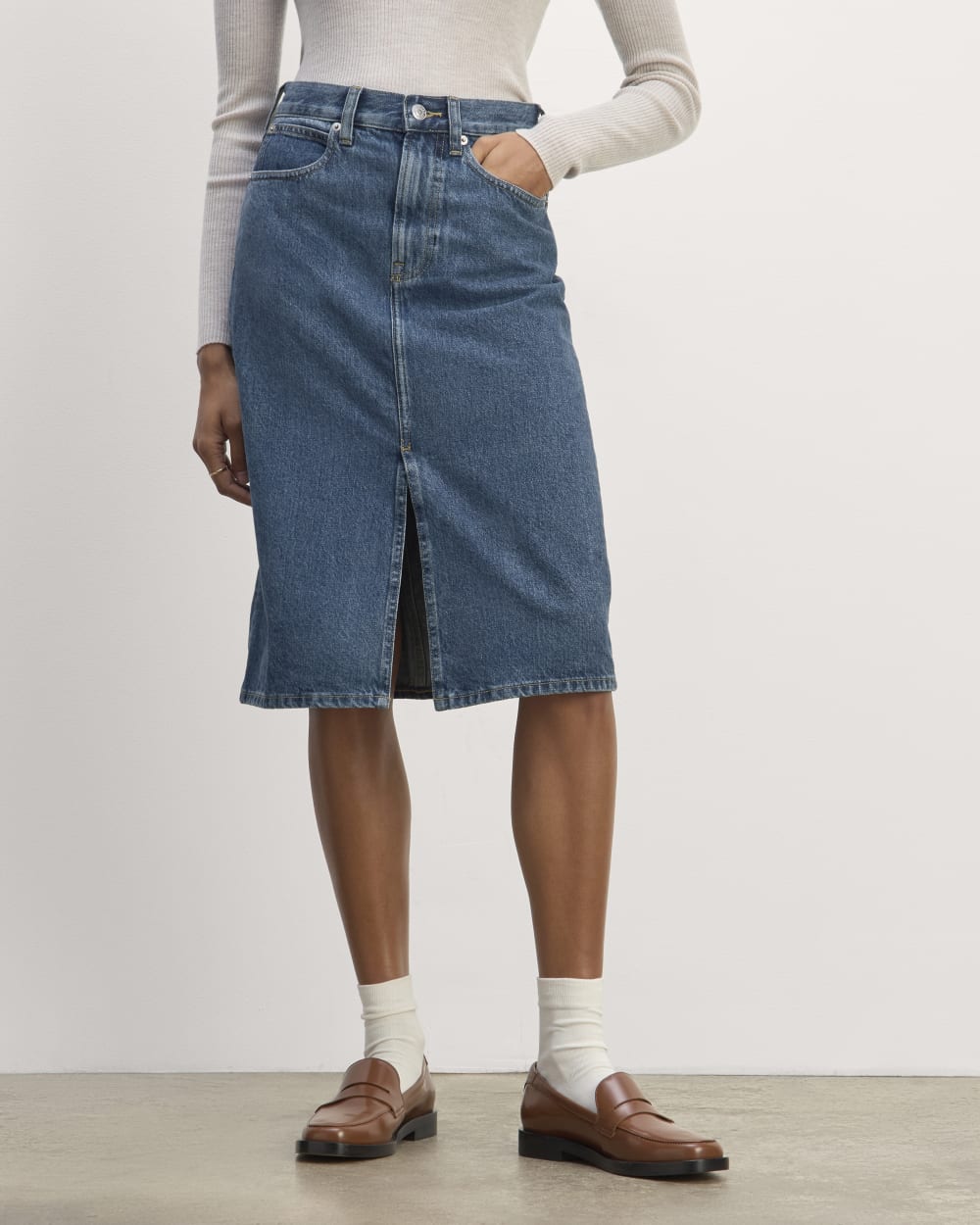 The Mid-Way Skirt in Deep Atlantic — detail view