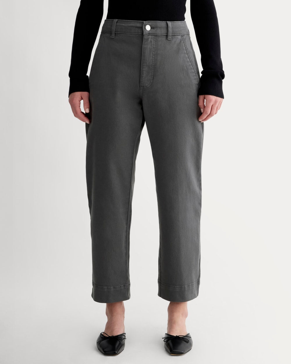 The Utility Straight-Leg Pant in Graphite — detail view