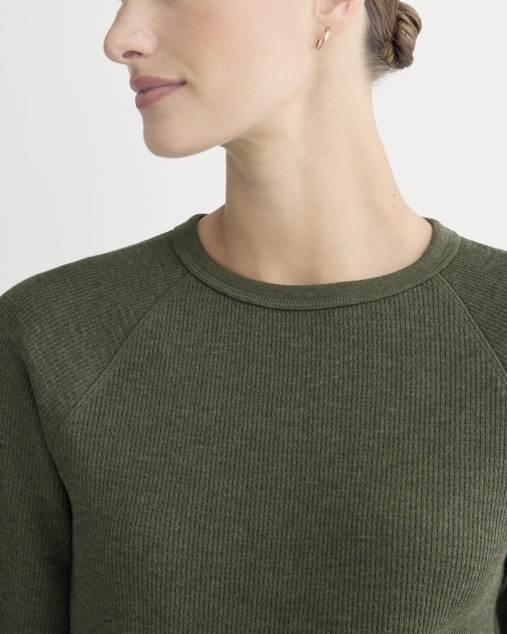 Slim-Fit Crew in Cozy Waffle in Heather Beech — detail view