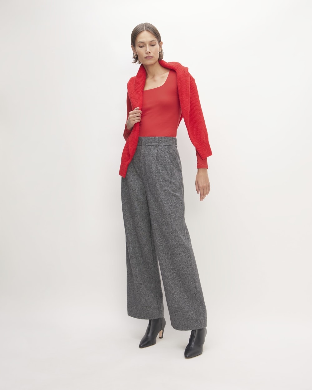 The Long-Sleeve Supima® Square-Neck Bodysuit in Goji Berry — detail view