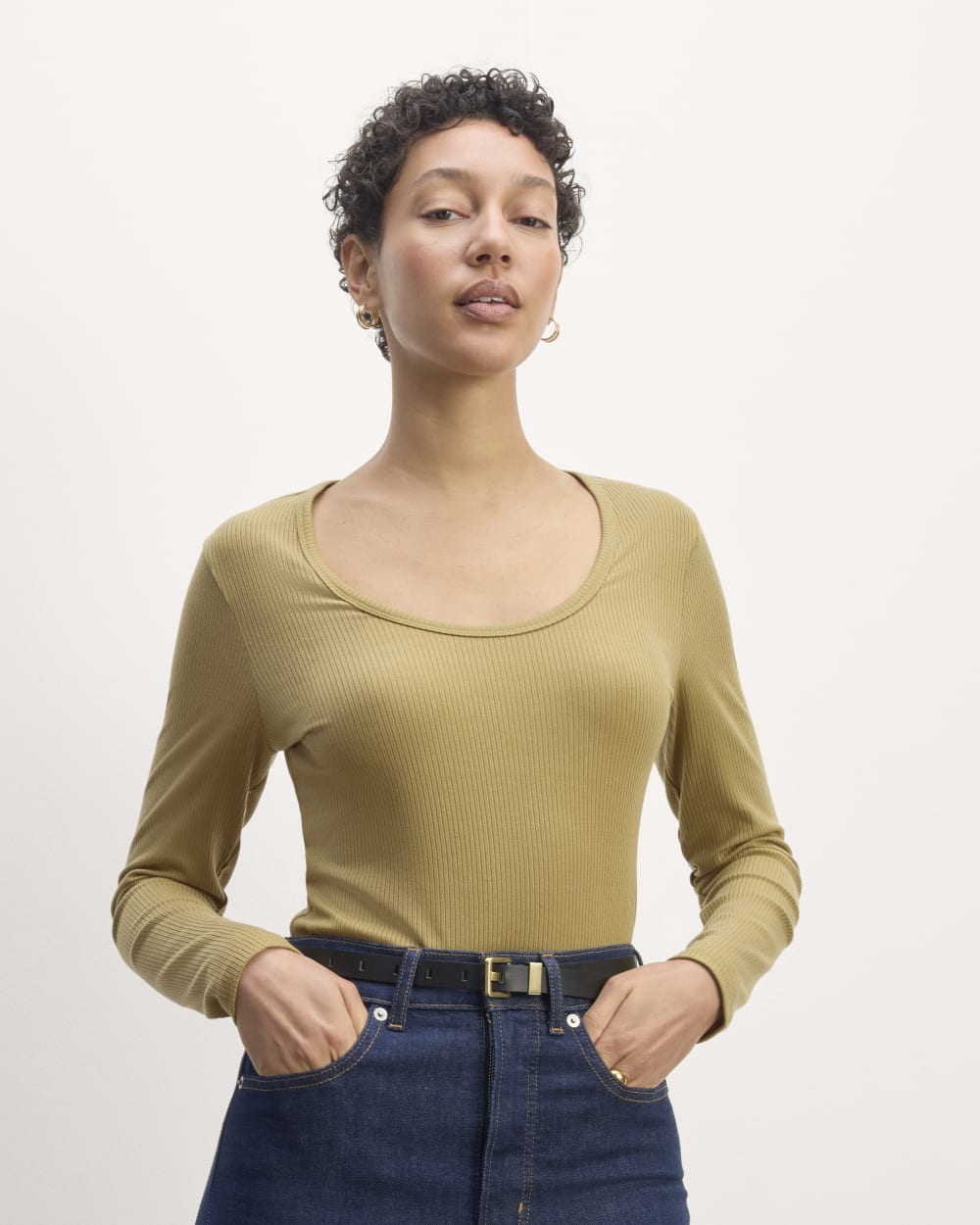 The Shimmy Long-Sleeve Tee in Fennel Seed — front view