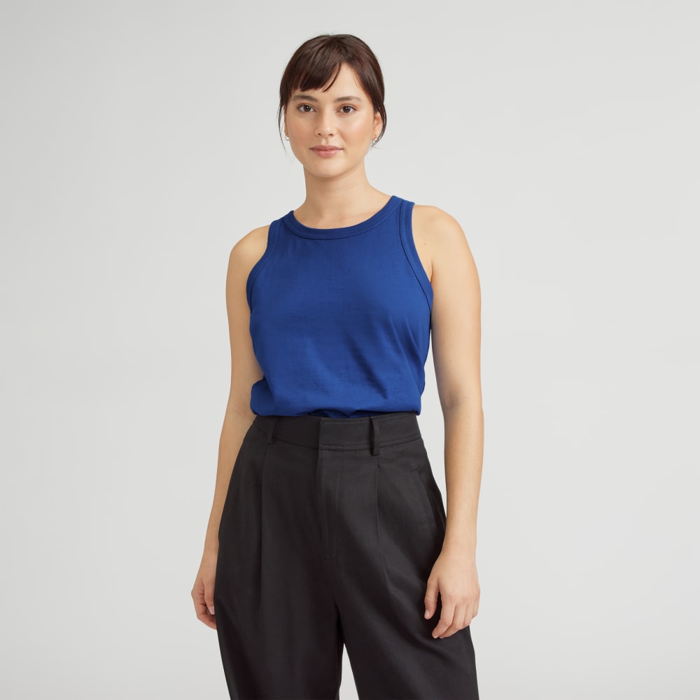 The Tank in Essential Cotton in Mazarine Blue — front view