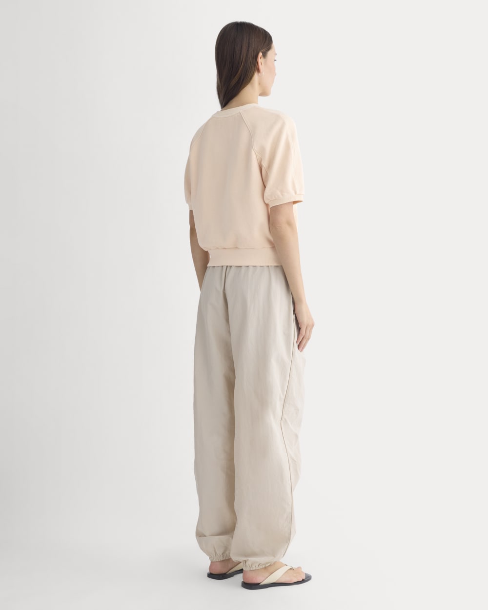 Lightweight Terry Blouson Short-Sleeve Crew in Pale Peach — detail view