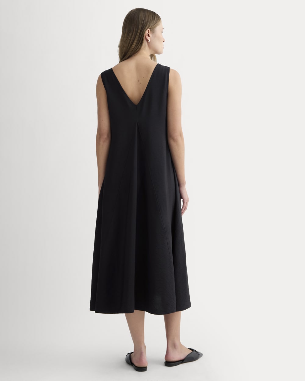The V-Neck Dress in SoftLuxe in Black — detail view