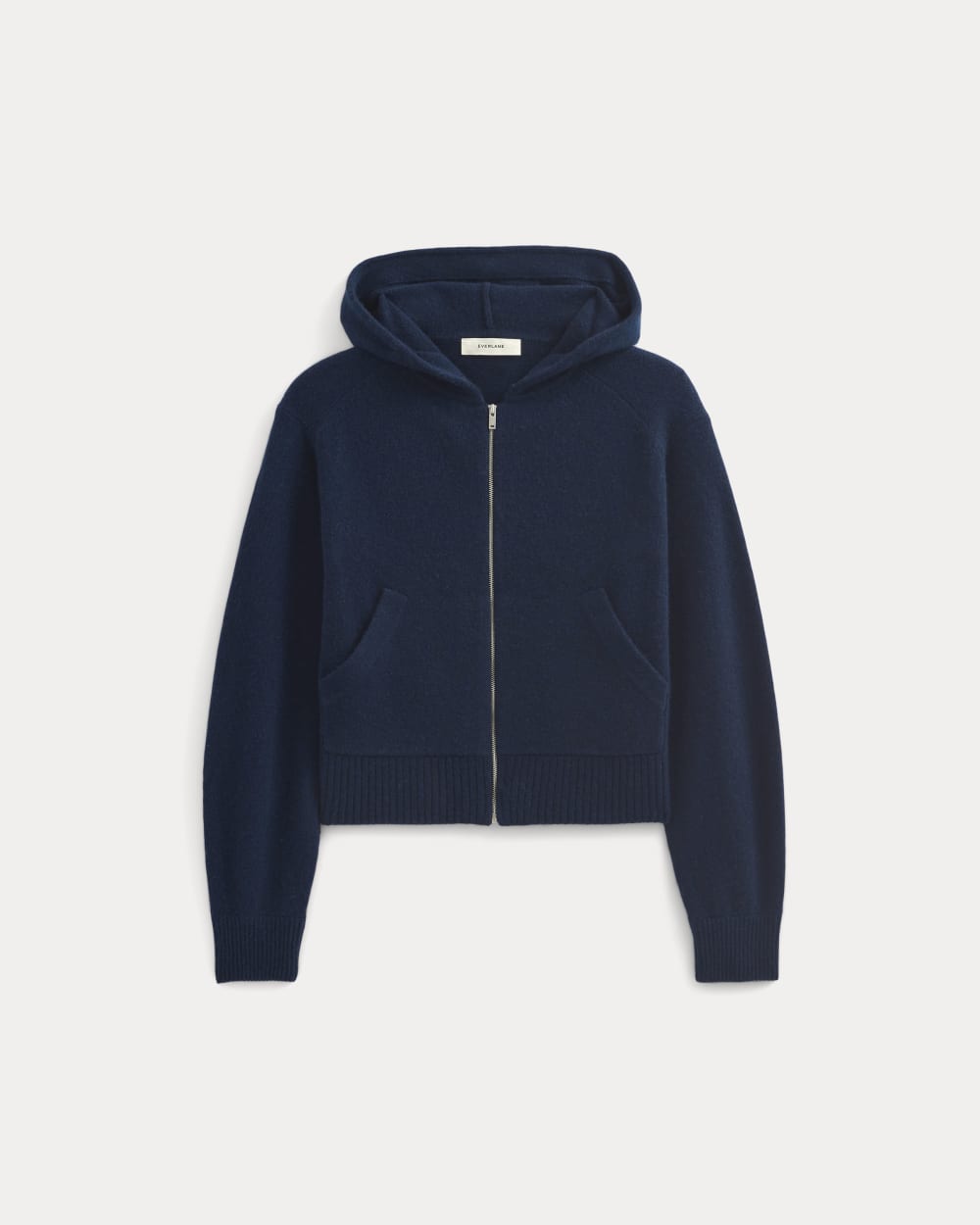 Full-Zip Hoodie in Wool Cashmere in Navy — alternate view