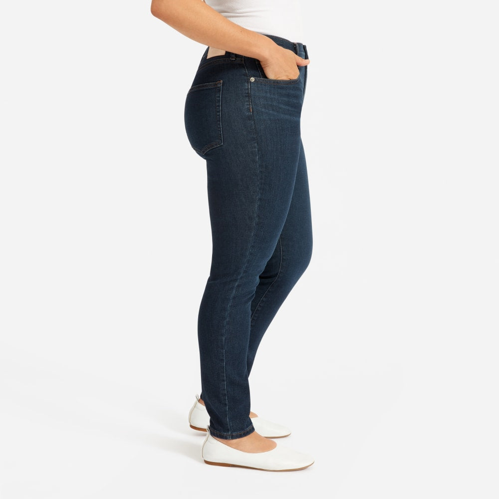 The Authentic Stretch High-Rise Skinny in Deep Indigo — detail view