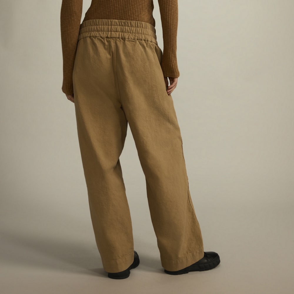The Canvas Organic Cotton Pull-On Pant in Cappuccino — detail view