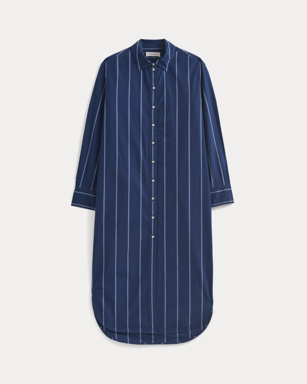 Midi Shirtdress in Ultrasoft Cotton in Estate Blue/Open Air/White — alternate view