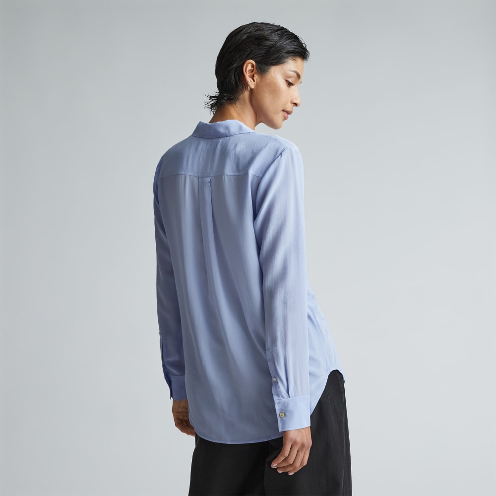 The Must-Have Shirt in Washable Silk in Periwinkle — detail view