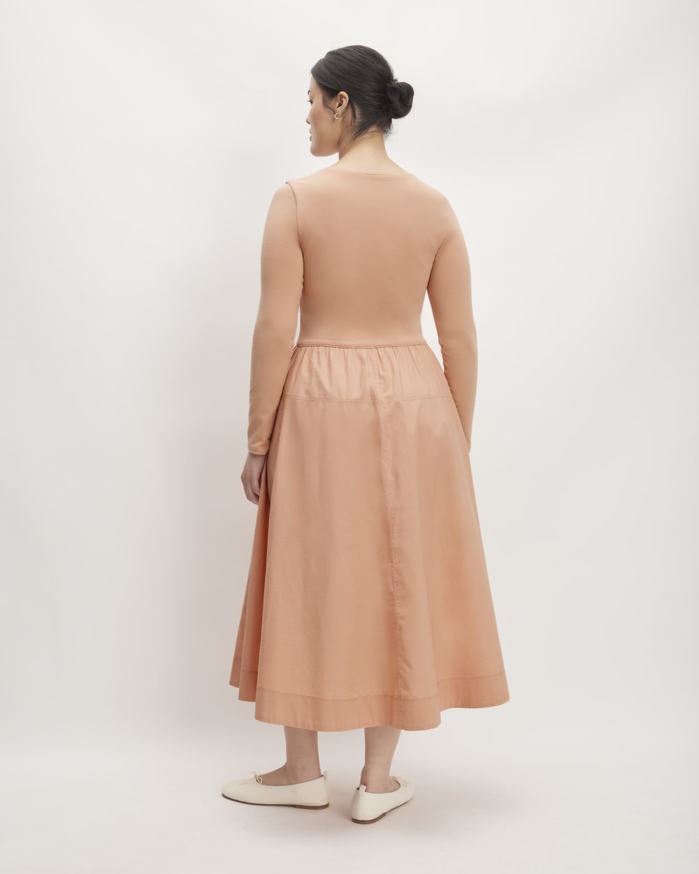 The Long-Sleeve Riviera Dress in Blush Pink — detail view