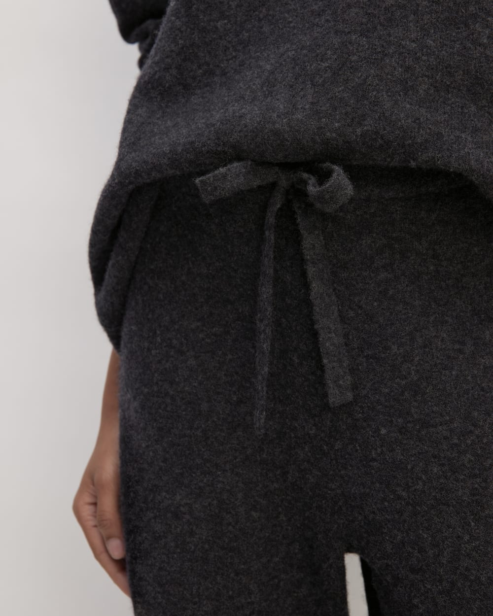The Cozy-Stretch Straight-Leg Sweatpant in Charcoal — detail view