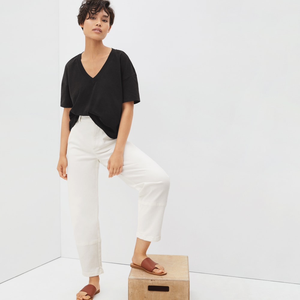 The Organic Cotton Slouchy V-Neck in Black — alternate view