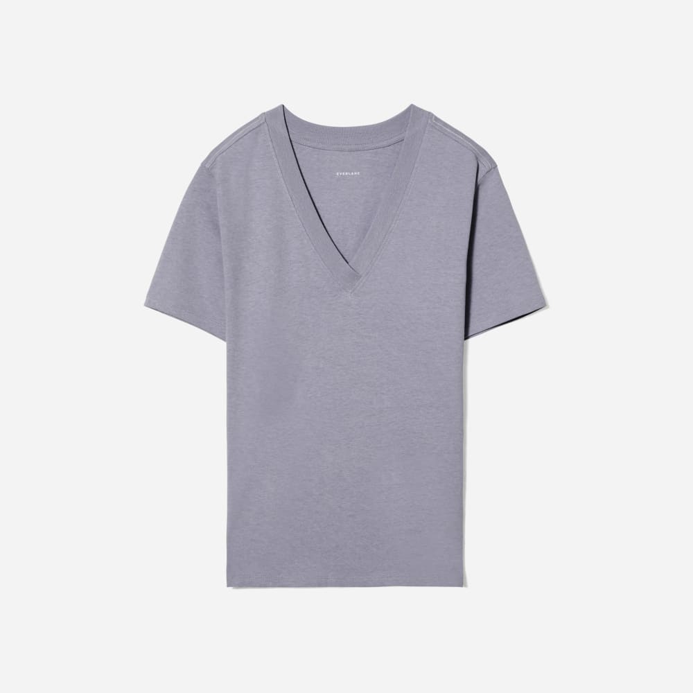 The Vintage V-Neck Hemp Tee in Lilac Grey — front view