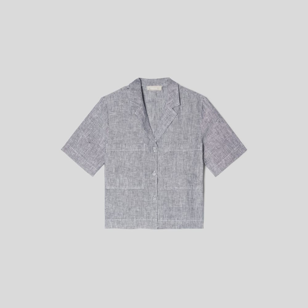 The Linen Workwear Shirt in Canvas Tan / Navy — alternate view