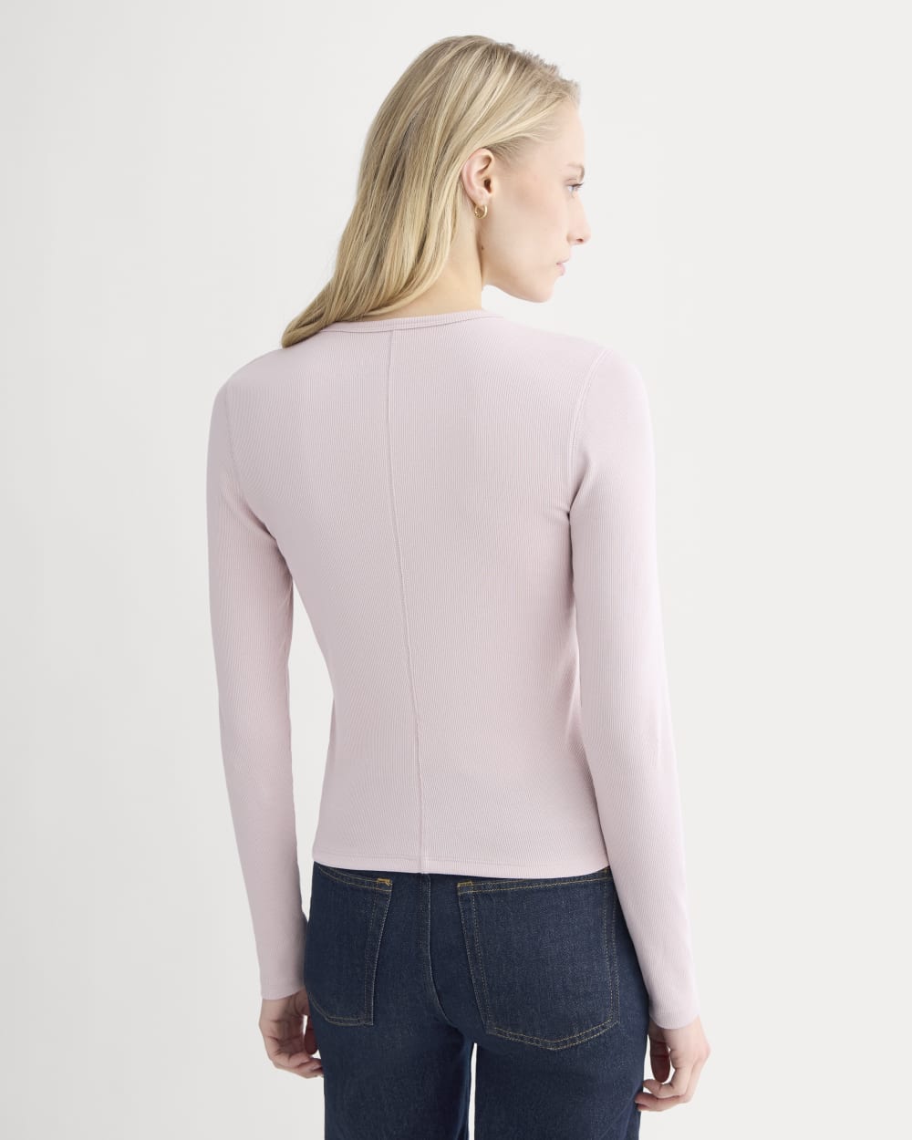 Luxe Rib Button-Up Top in Burnished Lilac — detail view