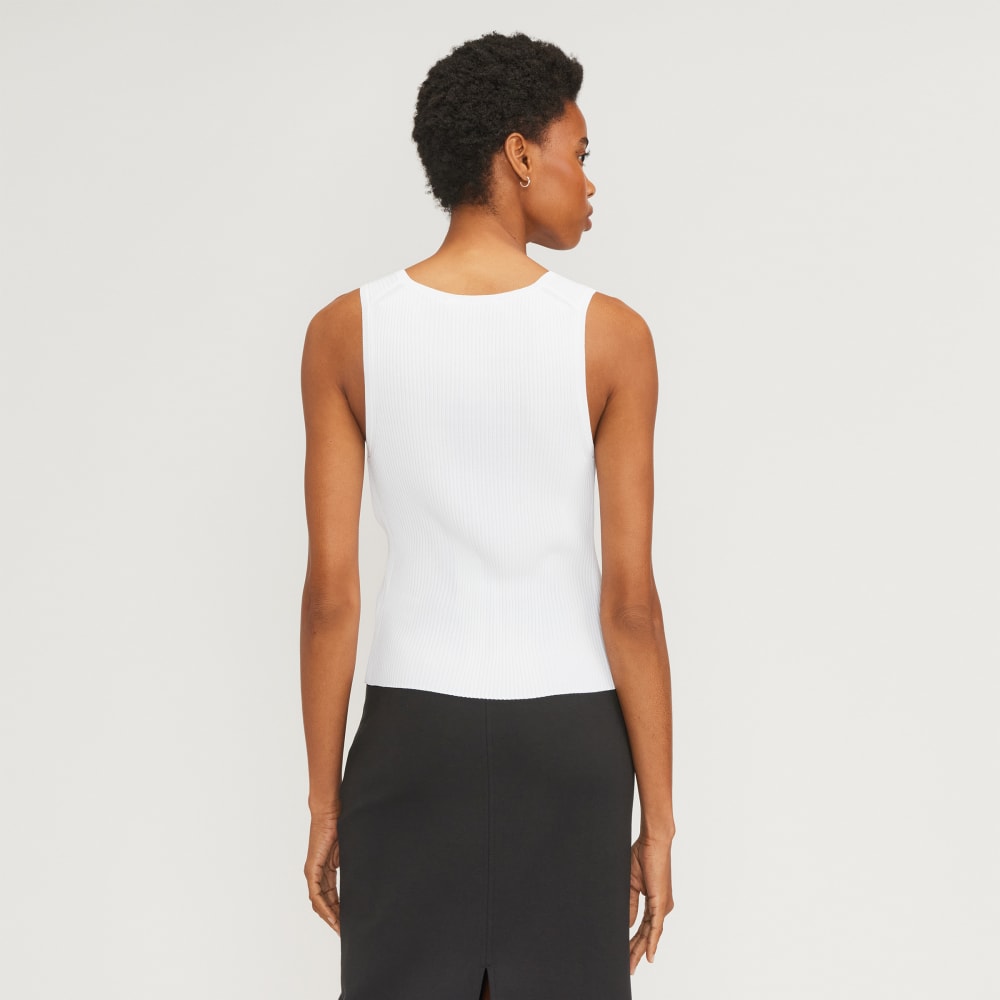 The Ribbed Cutaway Tank in White — detail view