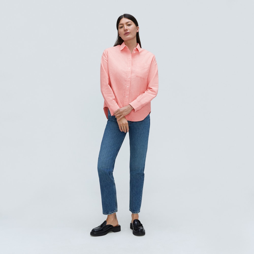 The Must-Have Oxford Shirt in Red Orange — detail view