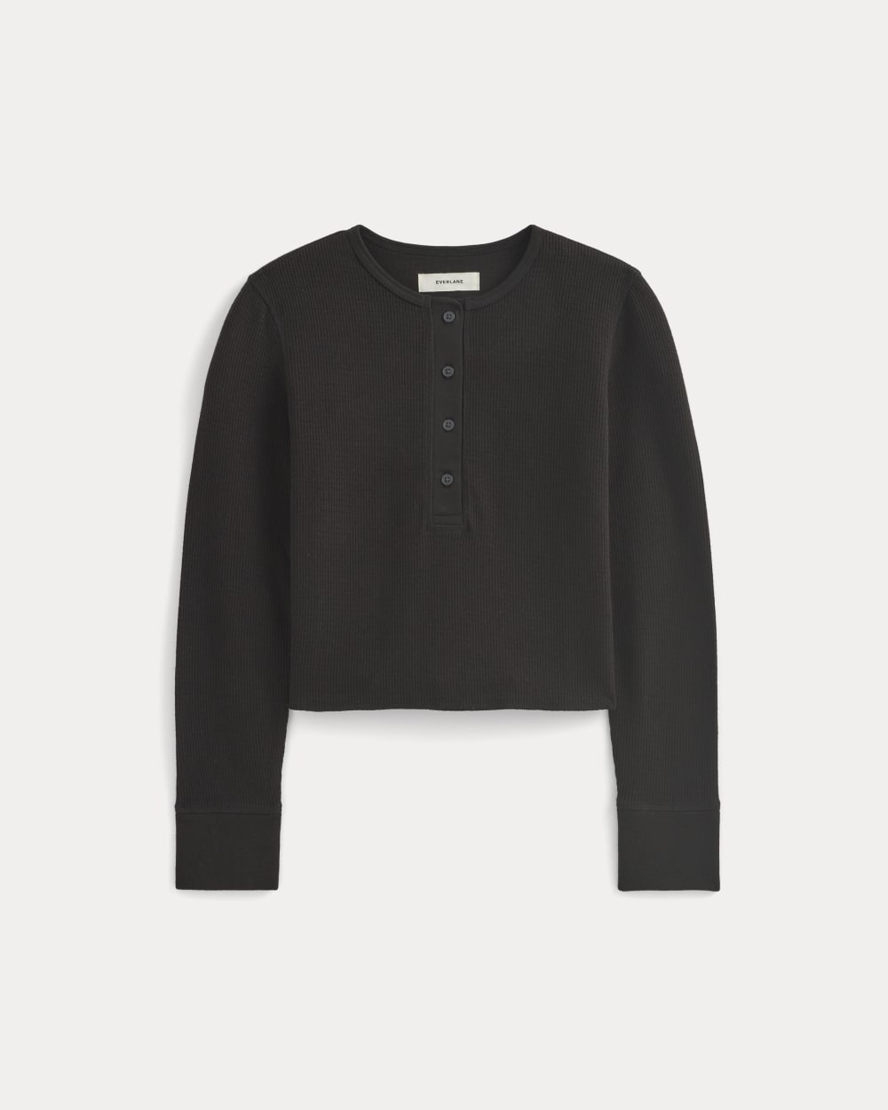 Boxy Henley in Cozy Waffle in Black — alternate view