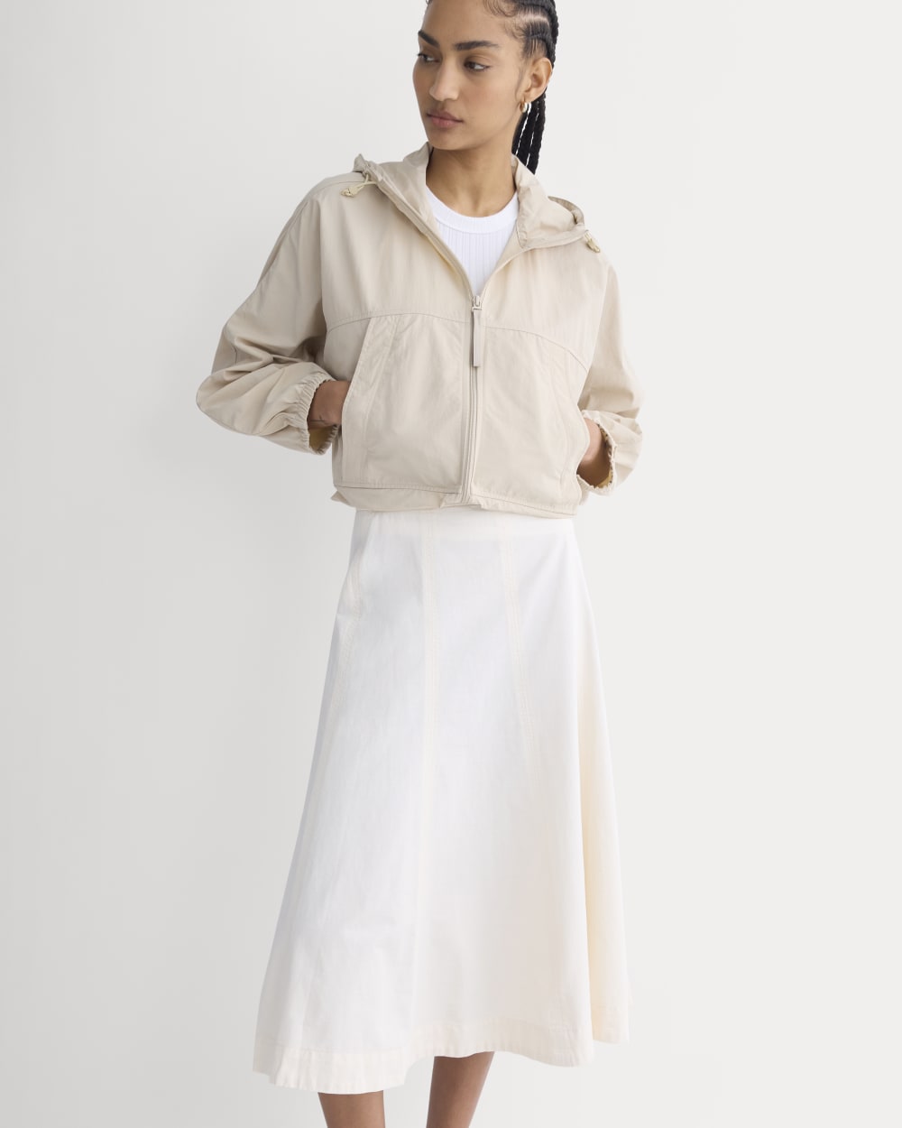 Seamed Midi Skirt in Bone — detail view