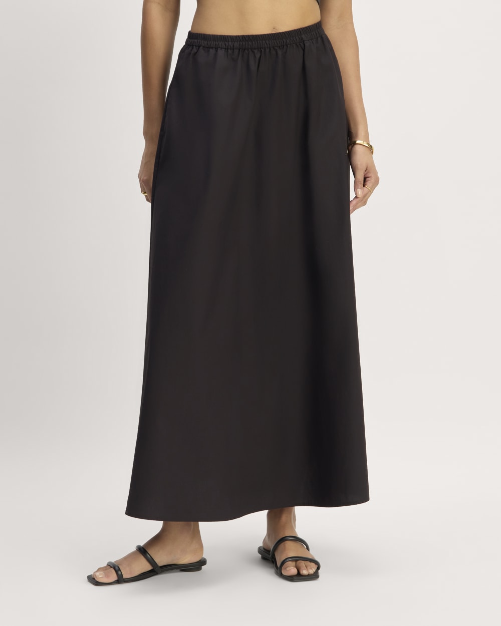 The Supima® Pull-On Maxi Skirt in Black — detail view
