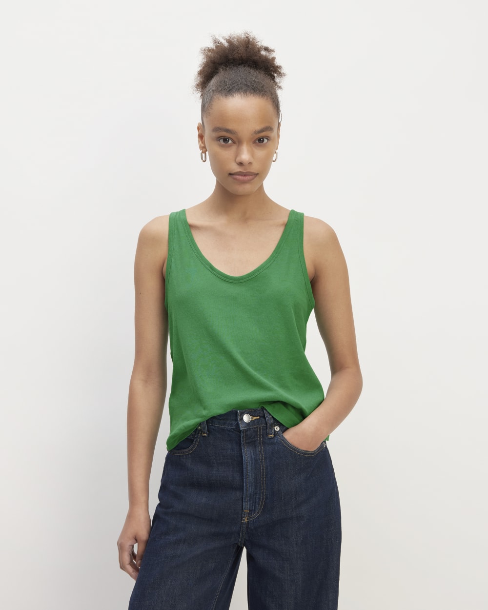 The Air Cami in Grass Green — front view