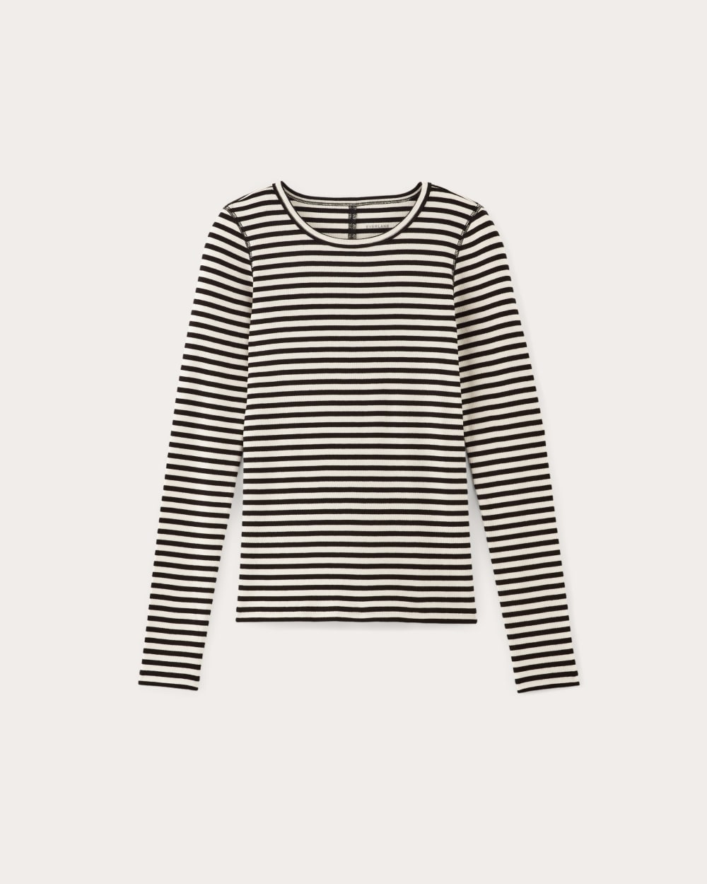 The Luxe Rib Long-Sleeve Crew in Bone / Black — alternate view