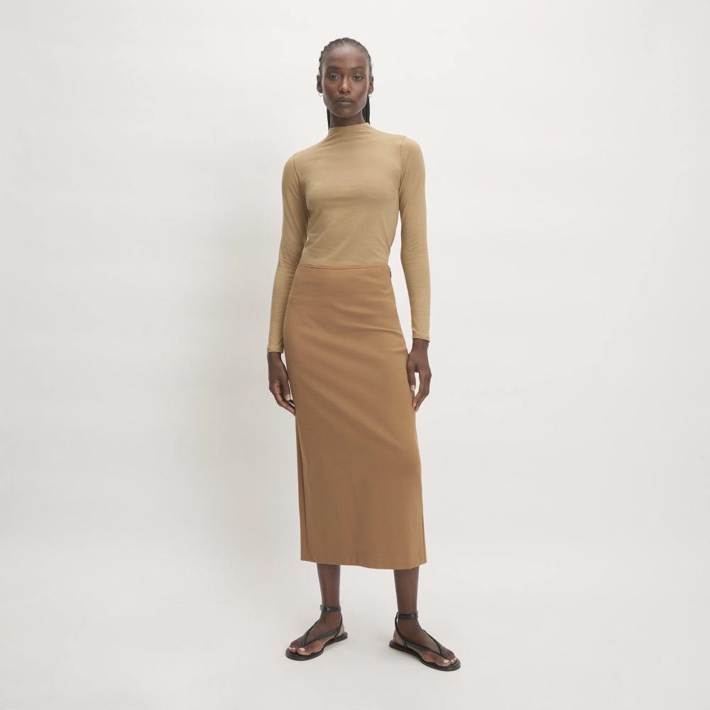 The Supima® Form Funnel Neck Tee in Tiger's Eye — detail view