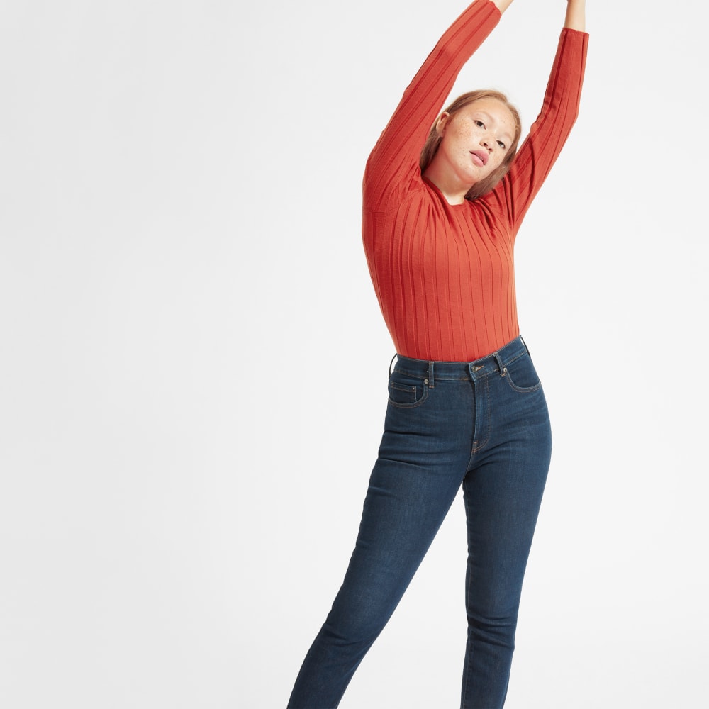 The Authentic Stretch High-Rise Skinny in Dark Blue Wash — alternate view