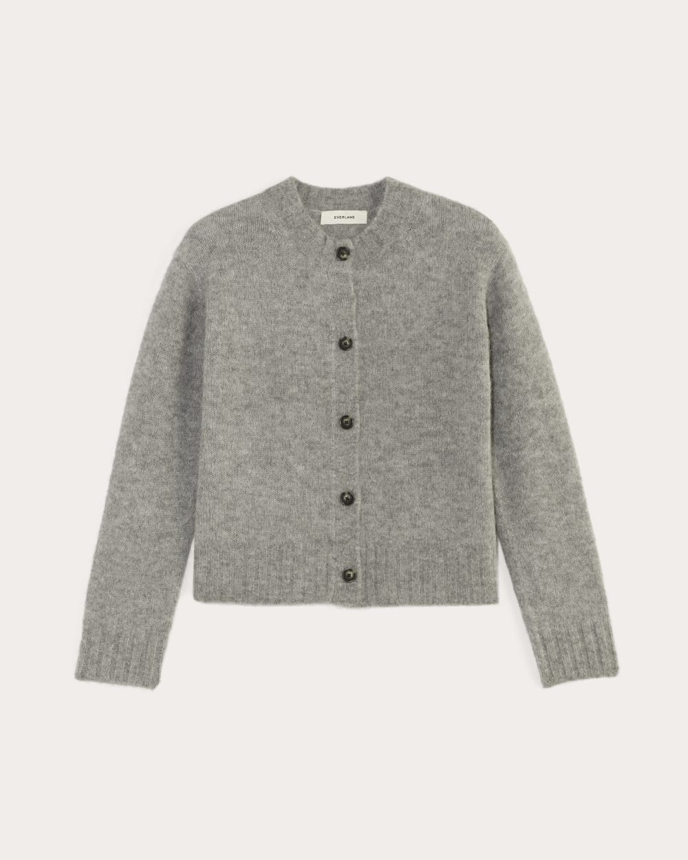 The Crew Cardigan in Alpaca in Heather Stone Grey — alternate view