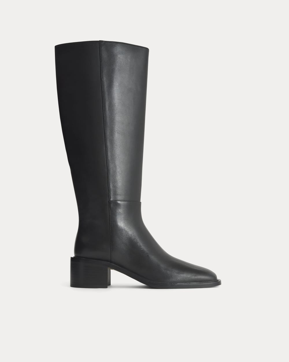 Leather Knee-High City Boot in Black — front view