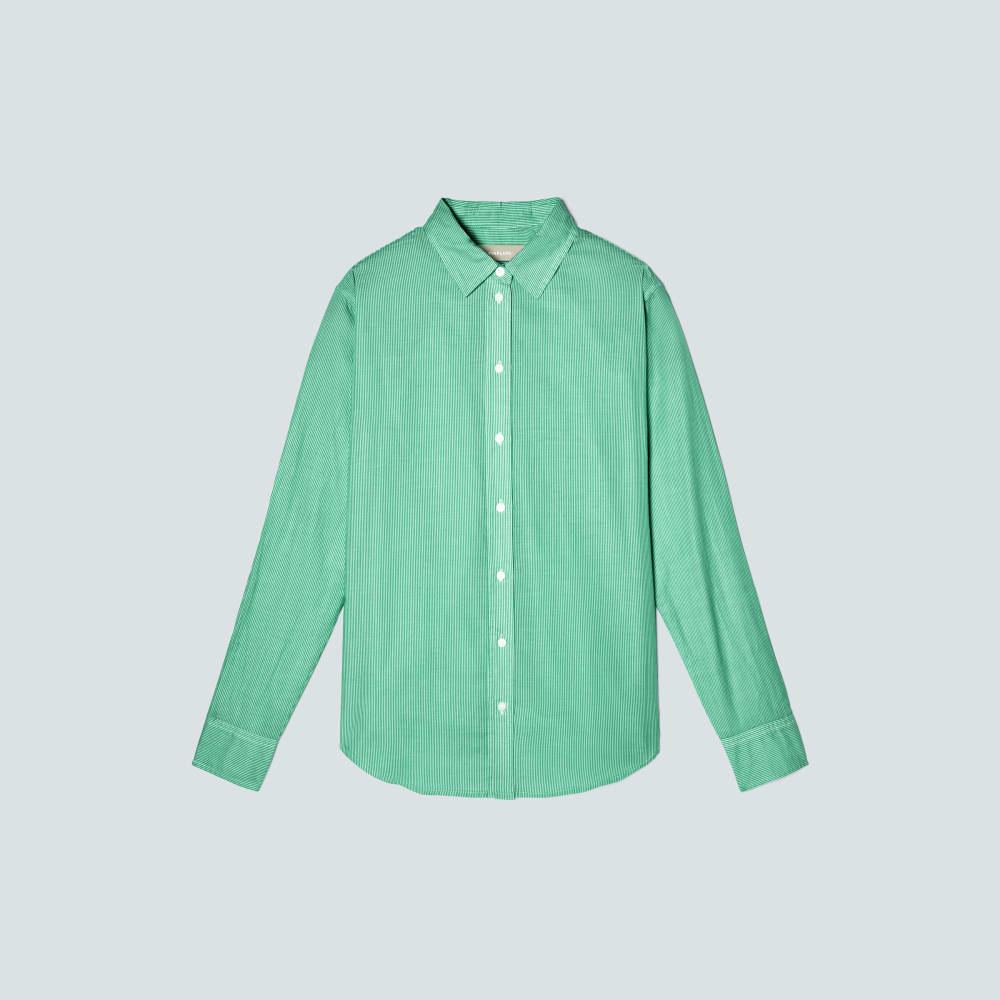 The Must-Have Shirt in Silky Cotton in Bright Jade / White — alternate view