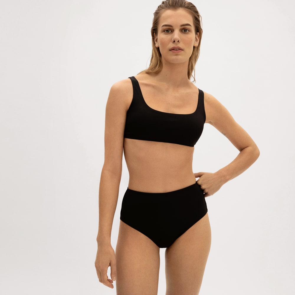 The Square-Neck Bikini Top in Black — front view