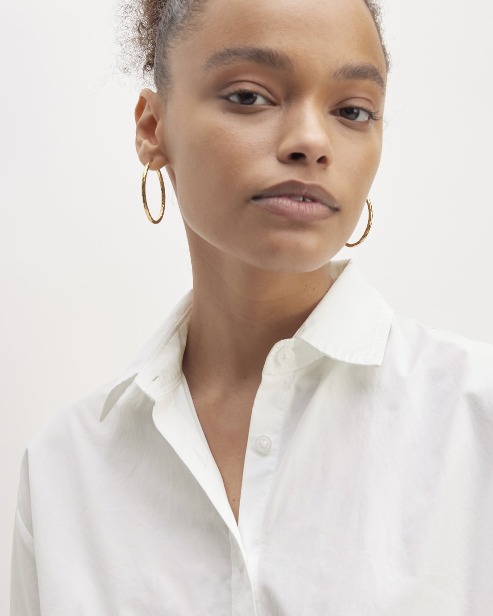 The Supima® Cotton Midi Shirt Dress in White — detail view