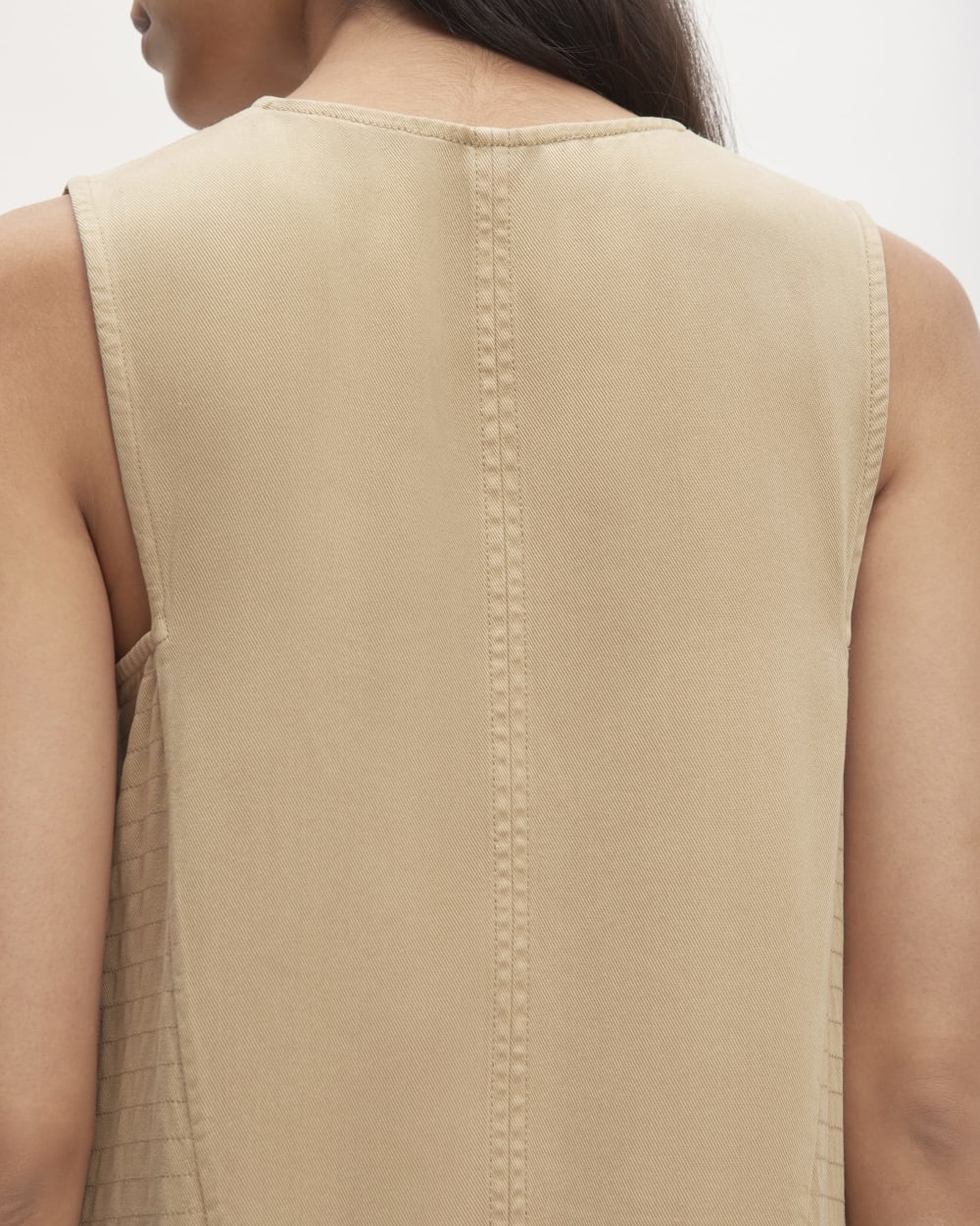 The TENCEL™ V-Neck Dress in Cornstalk — detail view