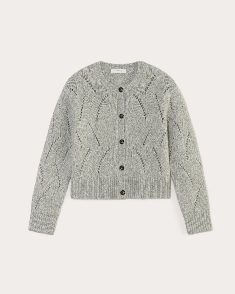 The Pointelle Cardigan in Cloud in Heather Grey — alternate view