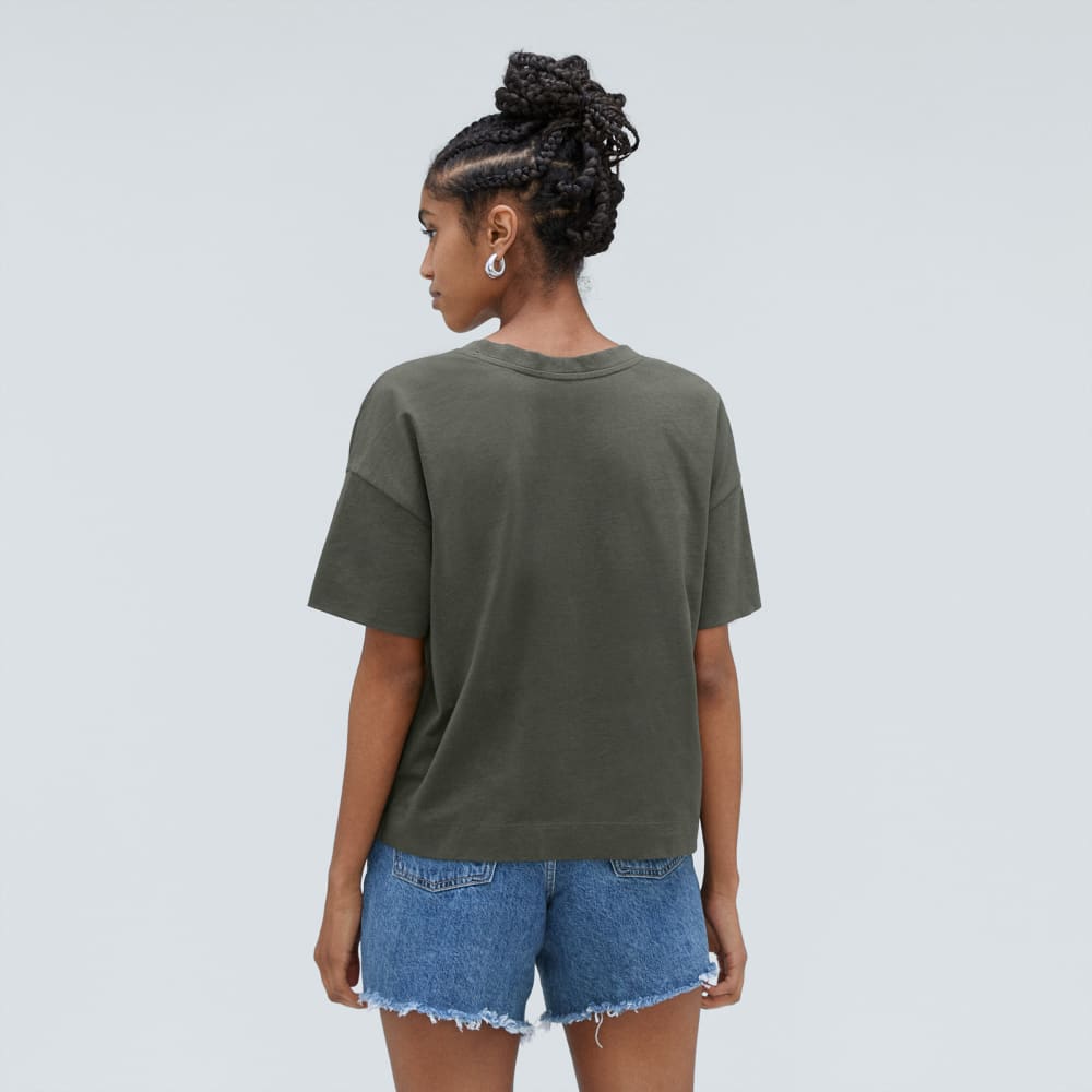 The Organic Cotton Slouchy V-Neck in Kambaba — detail view