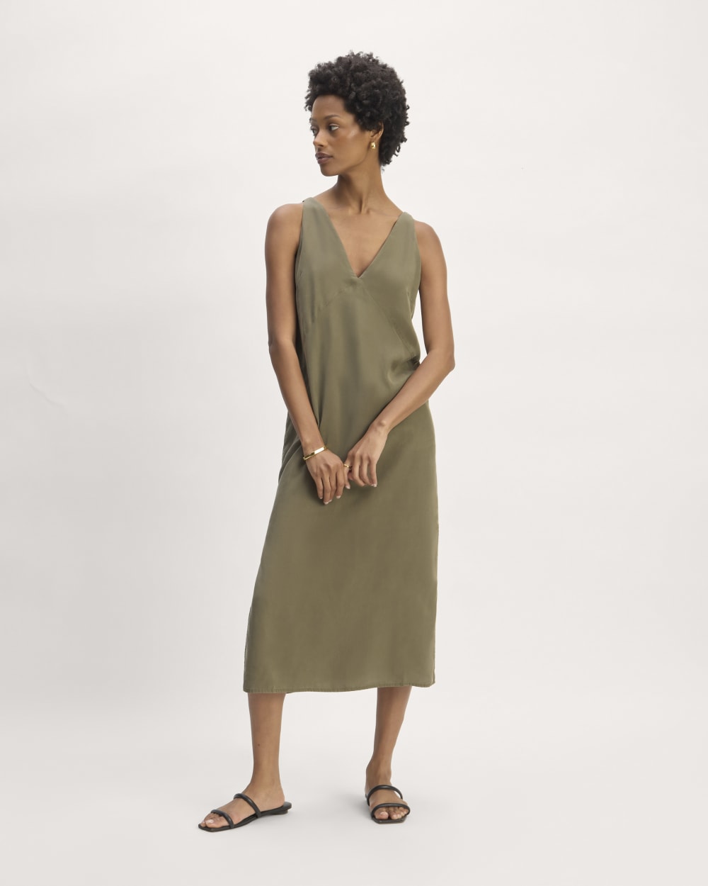 The TENCEL™ Midi Slip Dress in Kalamata — front view