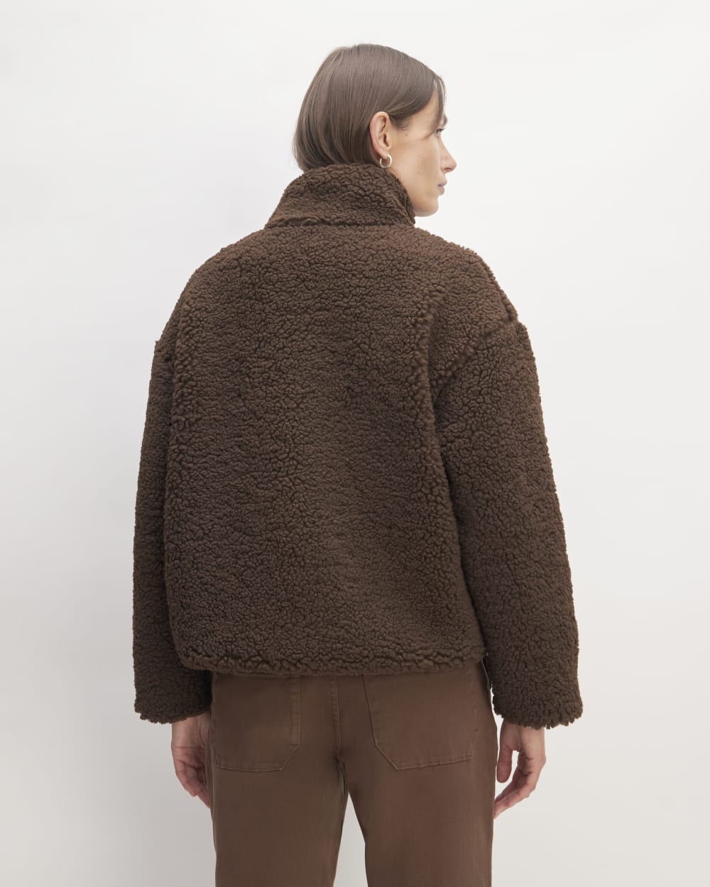The ReNew Fleece Full Zip in Earth Brown — detail view