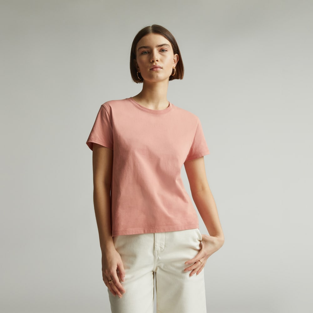 The Box-Cut Tee in Essential Cotton in Light Rose — front view