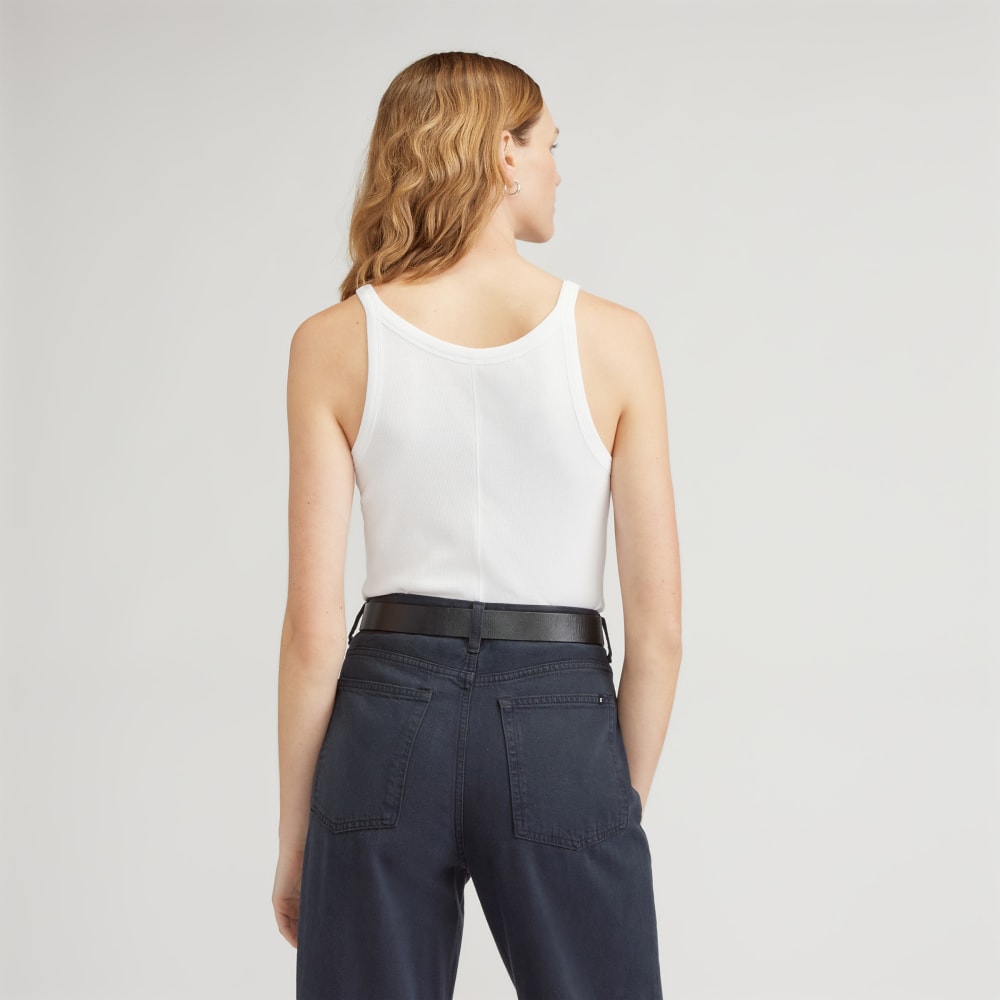 The Supima® Micro-Rib Cropped Tank in White — detail view